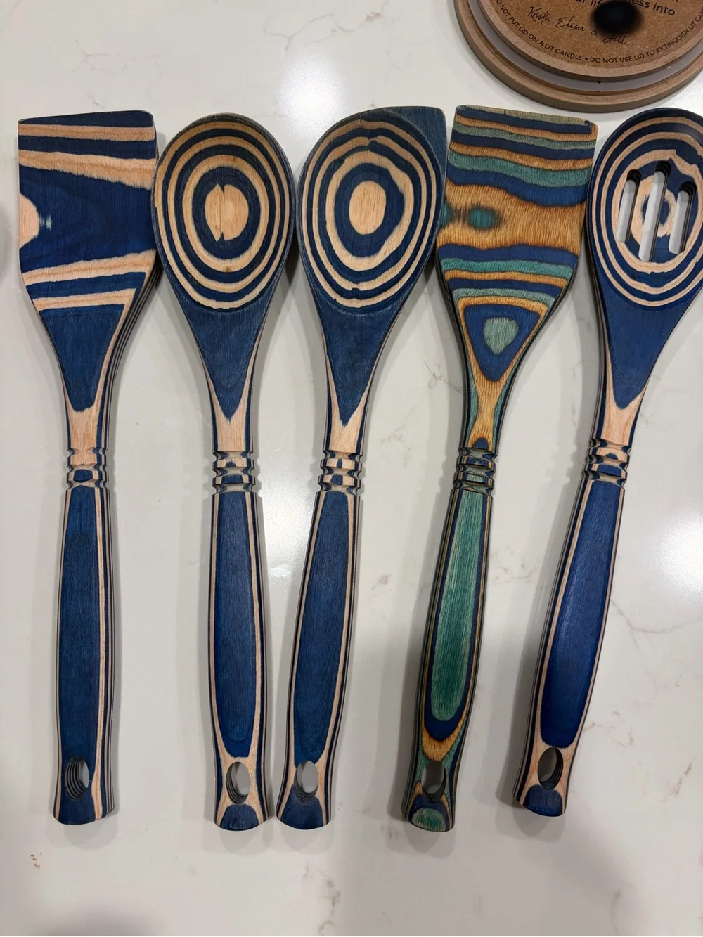 Pakka Wood Blue & Natural Wooden Kitchen Utensil Set - 5-Piece